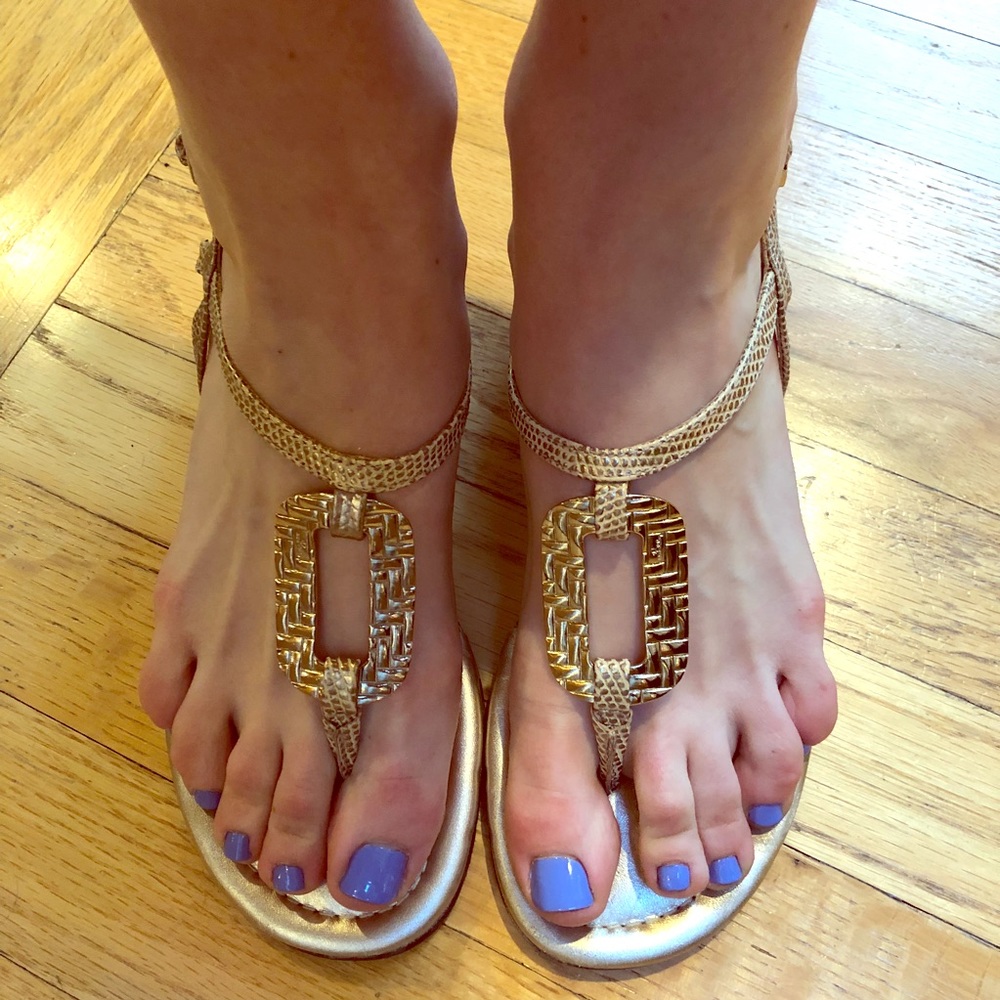 Lilly Pulitzer Gold Wedge Sandals
